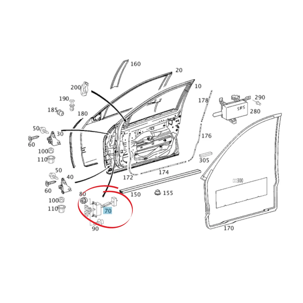 Mercedes Benz Automotive-Tronics Front Door Check W203 L/R 2037200116 203f7200116