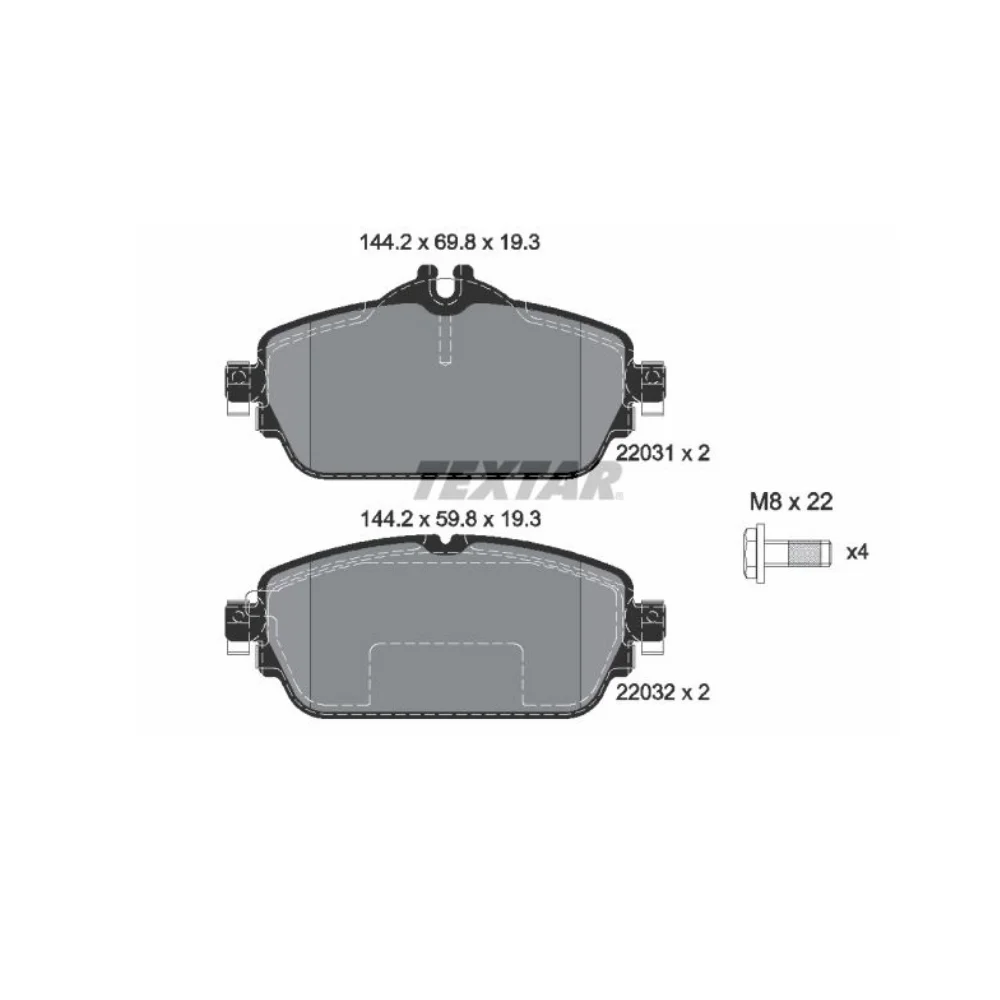 Mercedes Benz Textar Front Brake Pad Set W205 W213-E200 2203102 0004208700 0084203620 0084203720 0252203219
