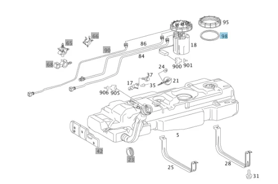 Original Mercedes Benz Fuel Pump / Tank Float Sensor Seal ,Black W639 6394710679