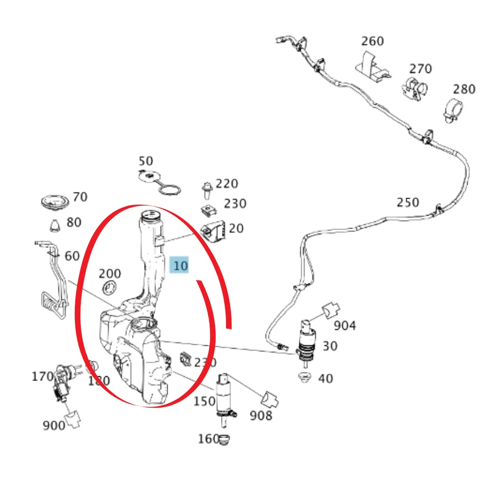 Mercedes Benz Taiwan Wiper Tank / Windshield Washer Fluid W204 W212 W218 2048691520 2048691320 2048690720 2048690400