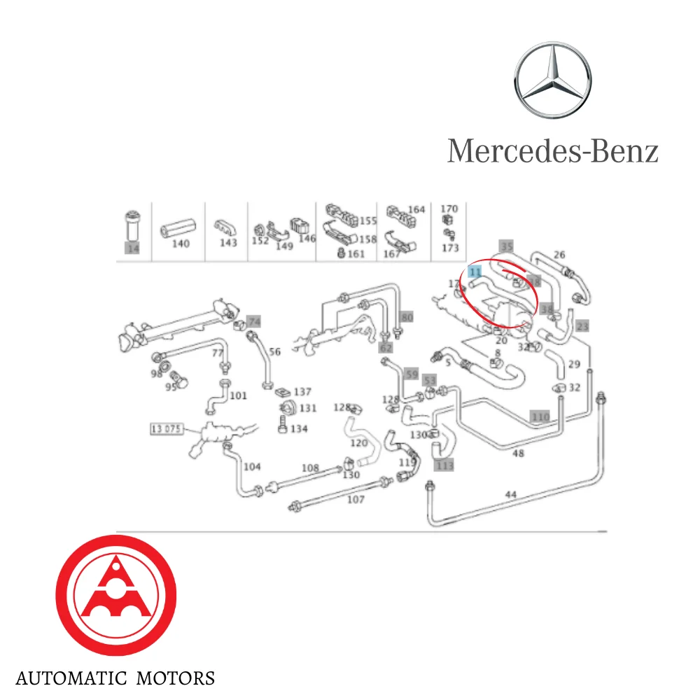 Original Mercedes Benz Fuel Filter Pipe S-Shape W202 UTC 2024762726