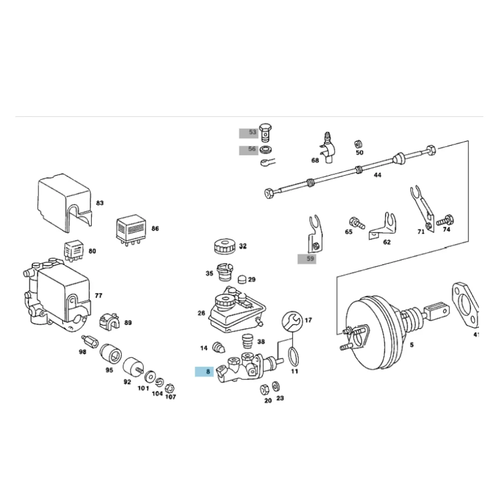 Mercedes Benz BBR Brake Master Pump W201 W202 C180 17/22mm 0044301701 0044302401 0054305901