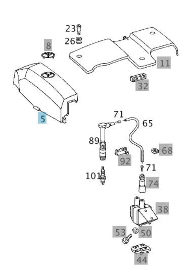 Original Mercedes Benz Valve Cover Front Protective Cover M111 921/42/5/6/70/4 W210-E230 1111580185 1611583285