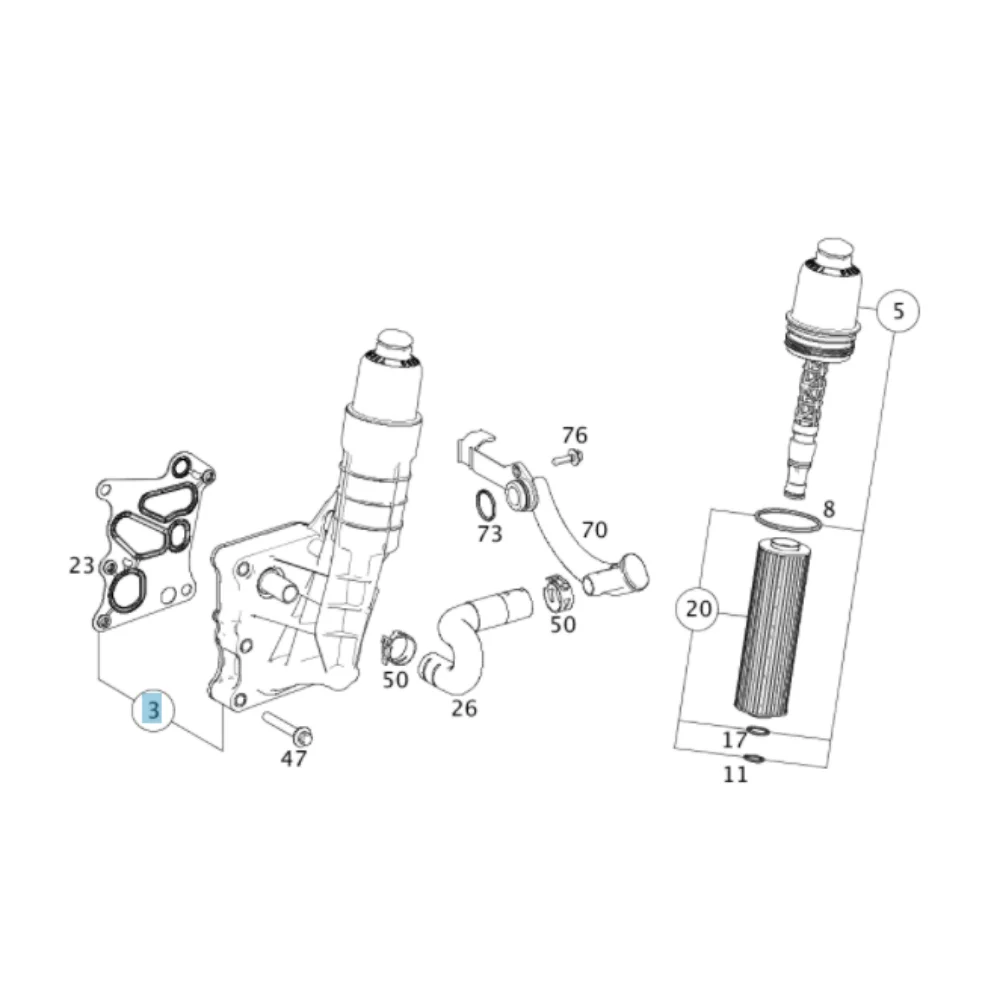 Mercedes Benz Bbr Engine Oil Cooler With Oil Filter Housing M271-CGI 820 860 861 2711801410 2711801010 0011024625