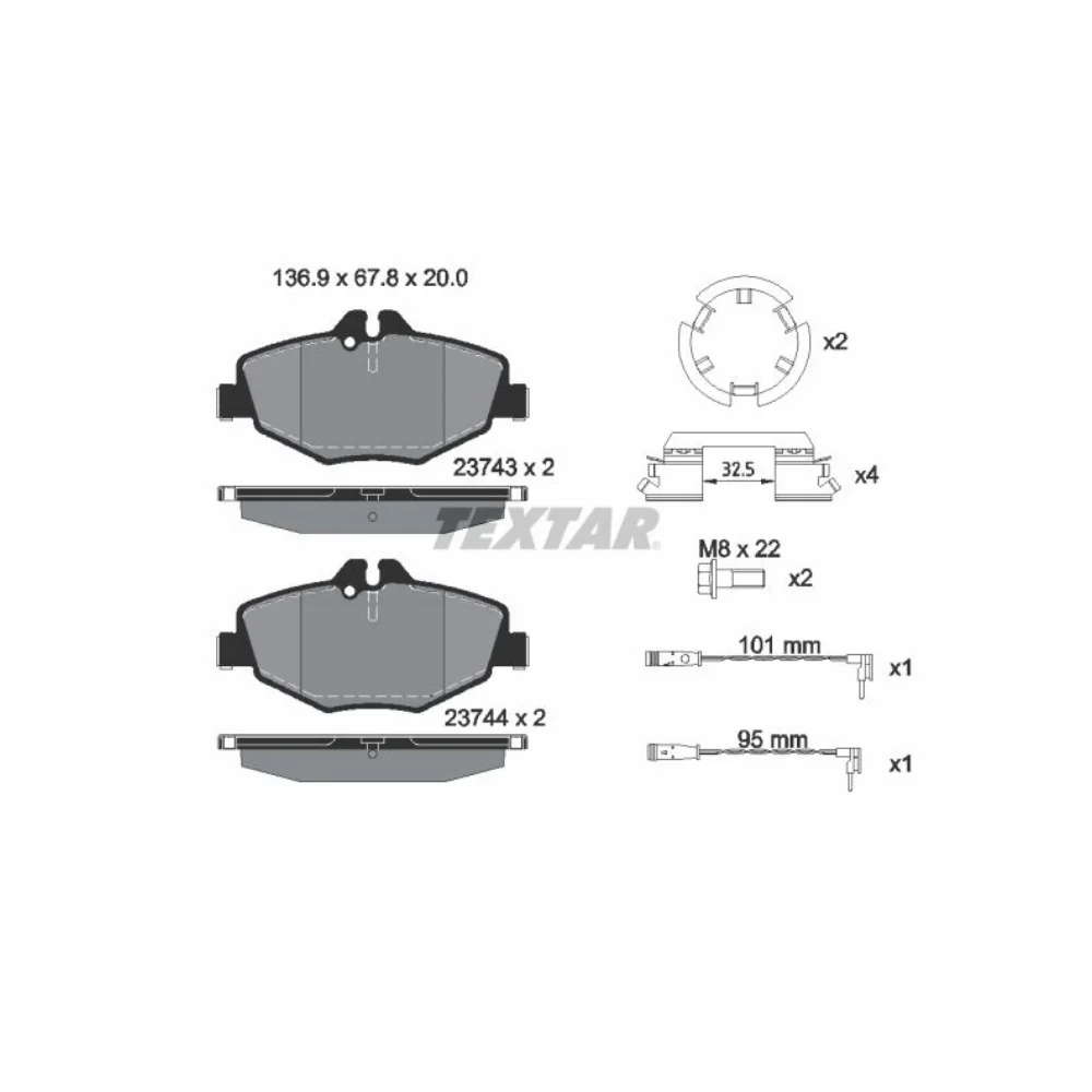 Mrecedes Benz Textar Front Brake Pad Set W211 E200 240 E200 220 270CDI 2374303 0034209920 0034206520 0044208720