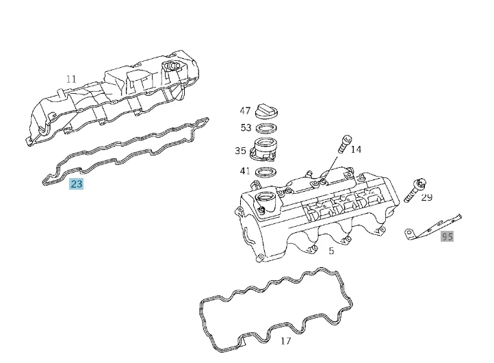 Mercedes Benz Elring Valve Cover Gasket R/H M112 V6 1120160121 1120160321 713410800 130280 124625