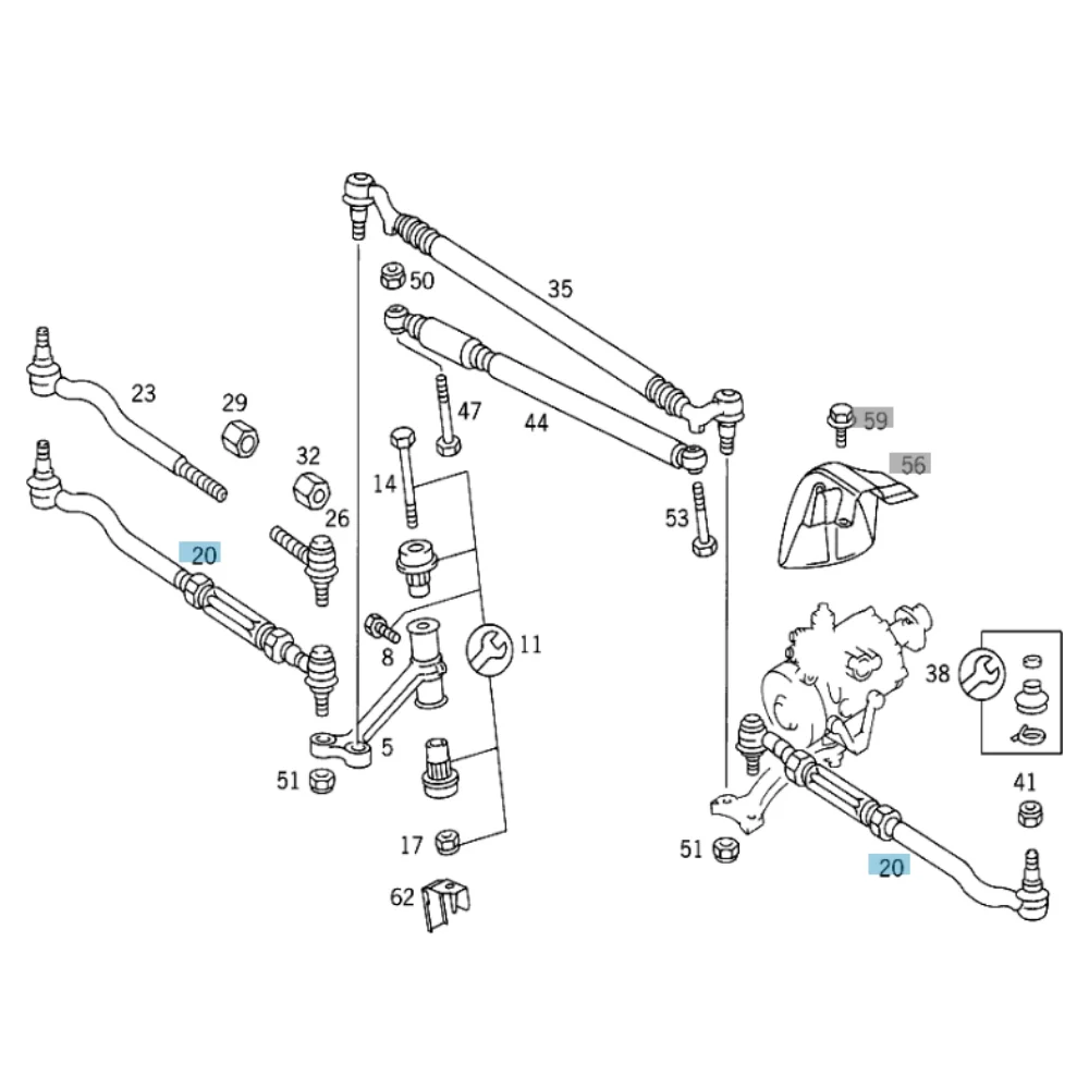 Mercedes Benz Meyle Steering Side Rod W140 1403300003 6320 0231028 0160306320