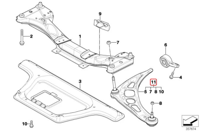BMW E46 Meyle Front Lower Arm L/H Aluminum 31126758519 31126752717 31126774819 31126777851 31122343359 31122343353 17875