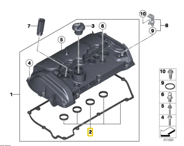 Victor Reinz Valve Cover Gasket Kit Bmw N13 F30 F20 F21 Mini N18 R56 R60 R58 R61 11127582400 151050601 298220