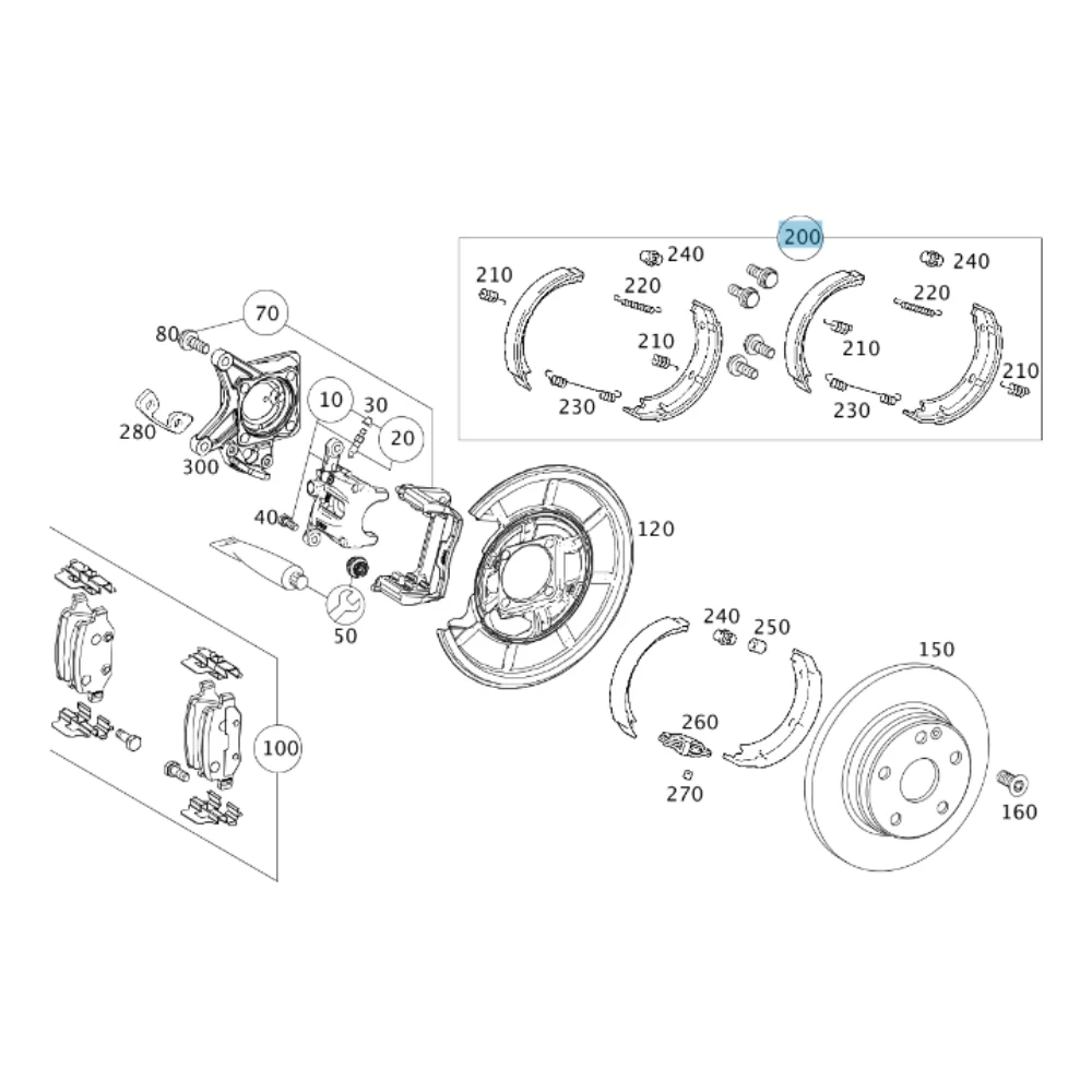Mercedes Benz Meyle HandBrake Shoe Set W124 W129 W201 W202 W210 W168 W169 W245 W203 W209 1244200720 1244200520 014042020
