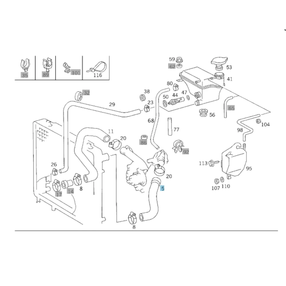 Mercedes Benz Meyle Top Radiator Hose W124 260 300E E280 320E 1245019482 1245012482 2273701 0195019011