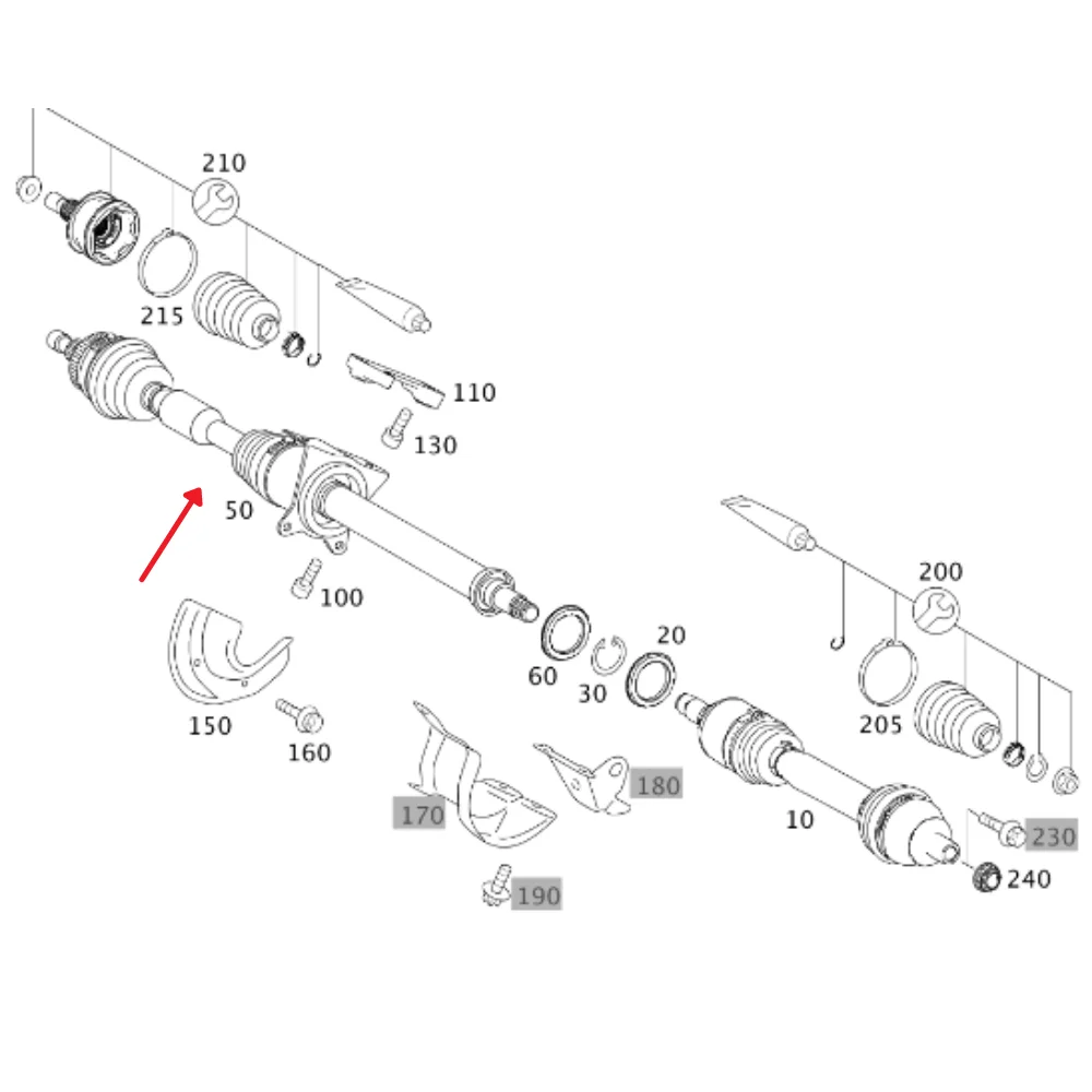 Mercedes Benz Gaido Front Drive Shaft AA R/H W169 W245 1693705672 1693706472 1693704772 1693704872 1693704672 1693702872