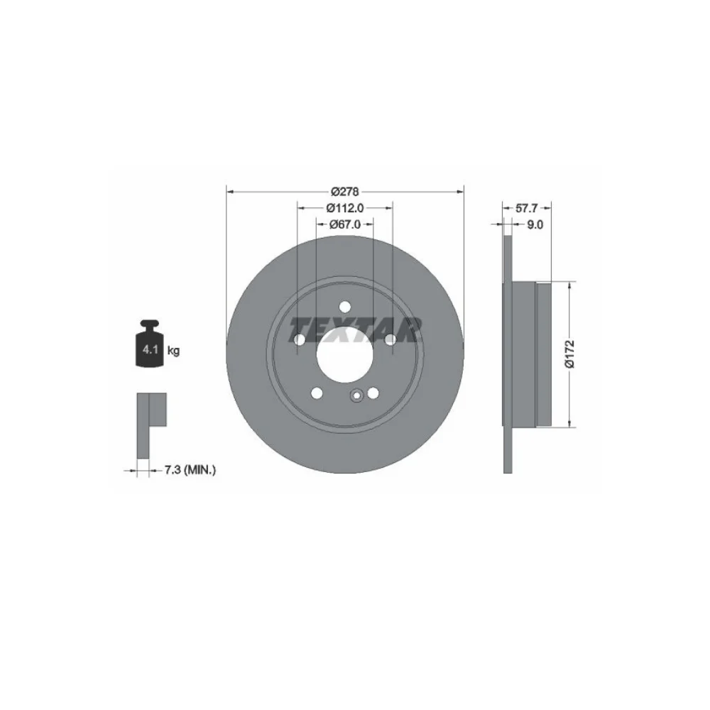 Mercedes Benz Textar Rear Brake Disc W204-C180 2044230512 0004231312/07 0155232106/PD 0155230031/PD 92163103