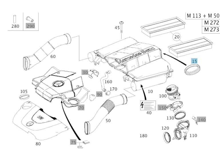 Original Mercedes Benz Air Cleaner Lower Seal M272 M273 2720940080