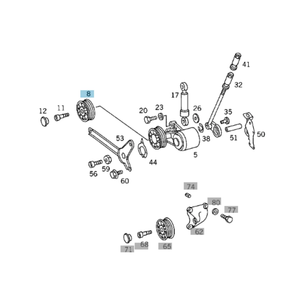 Mercedes Benz Meyle Belt Bearing / Tensioner Pv Pulley M103 X-Groove M111-Komp 1032000570 F205859 0140200008