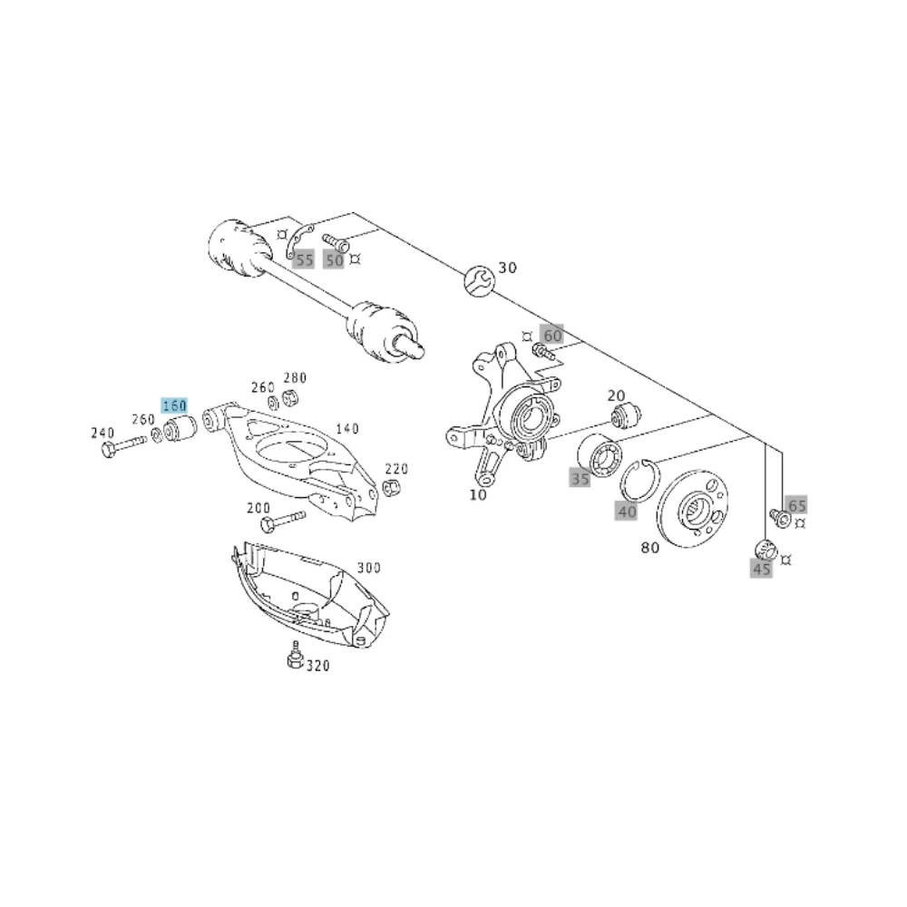 Mercedes Benz Meyle Rear Lower Arm Bush W124 W201 W202 W203 W210 W129 1243527065 1243528465 2023520165 0140350043