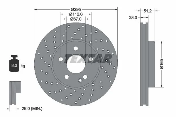 Mercedes Benz Textar Front Brake Disc SET W117 W156 W176 W246 Amg Sports 2464212512 0835210022/PD 92257505