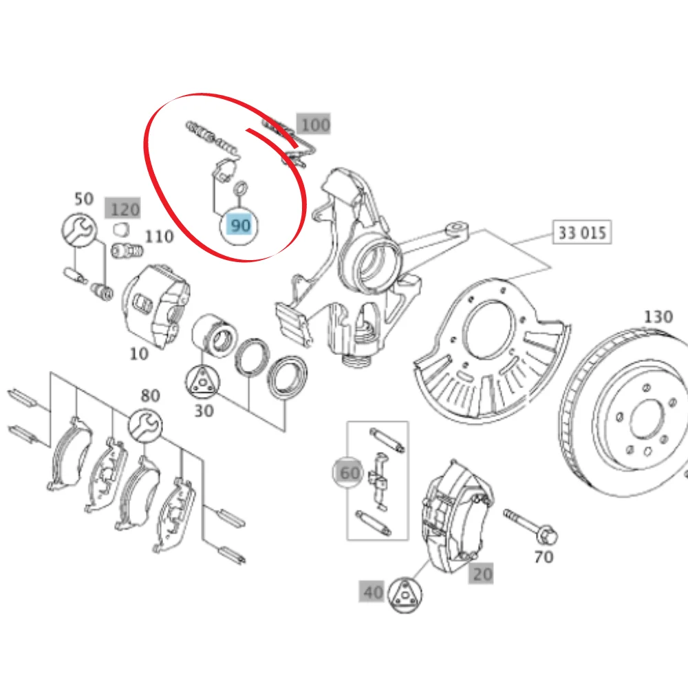 Mercedes Benz Trucktec Front Brake Pad Sensor W163 ML320-UTC>2000 280MM 1635401317 0242043