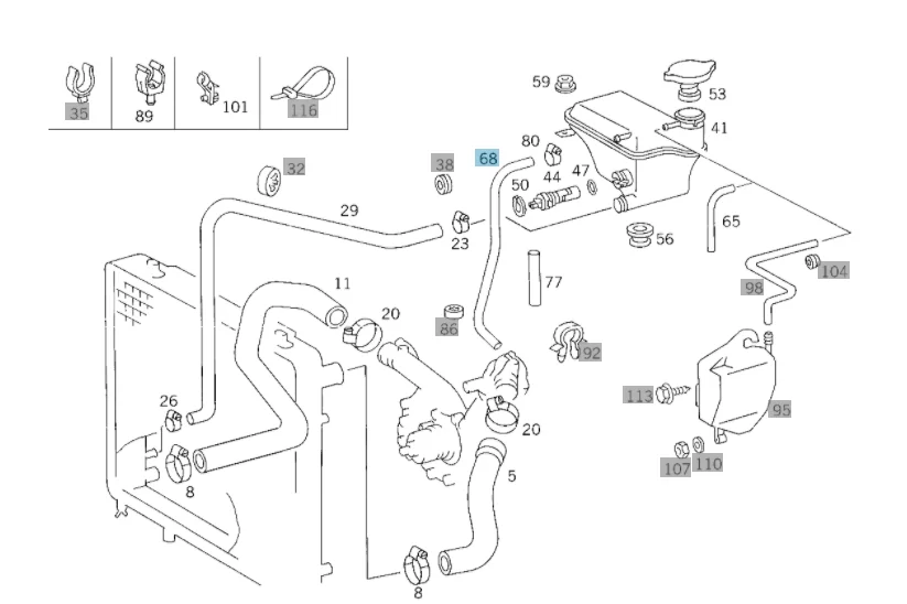 Mercedes Benz Expansion Tank Hose 8mm 900271008019 000000000734/64 900271008005 900271008047