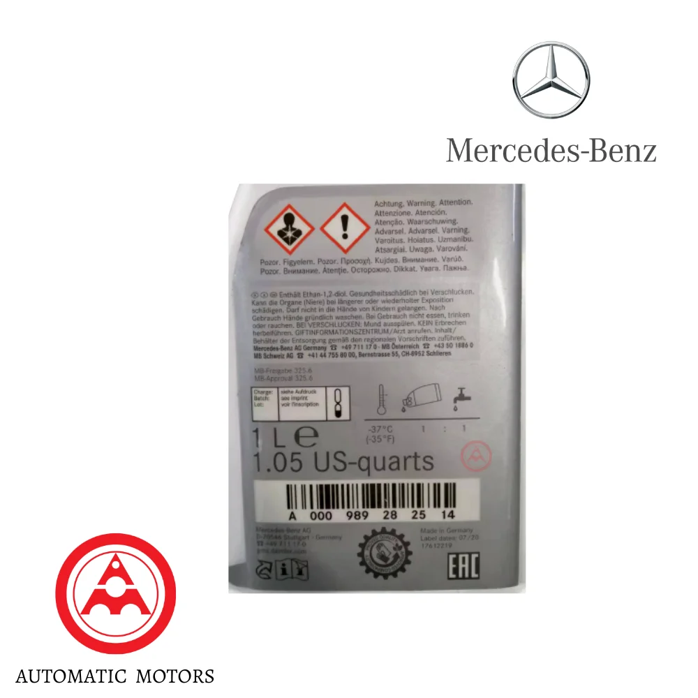 Original Mercedes Benz Red Coolant / Antifreeze 1.05 Liter W205 W222 0009892825 000989282514 0140169600