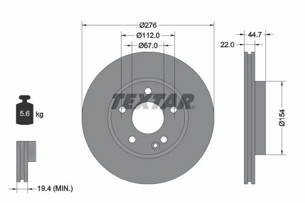 Mercedes Benz Textar Front Brake Disc W169 A170 160 CDI W245 B150 170 1694210812 1694210112 0155212089/PD 0155210038/PD