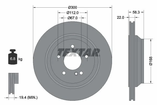 Mercedes Benz Textar Rear Brake Disc W221 2214231212 2214231212/07 2304230412 92176303