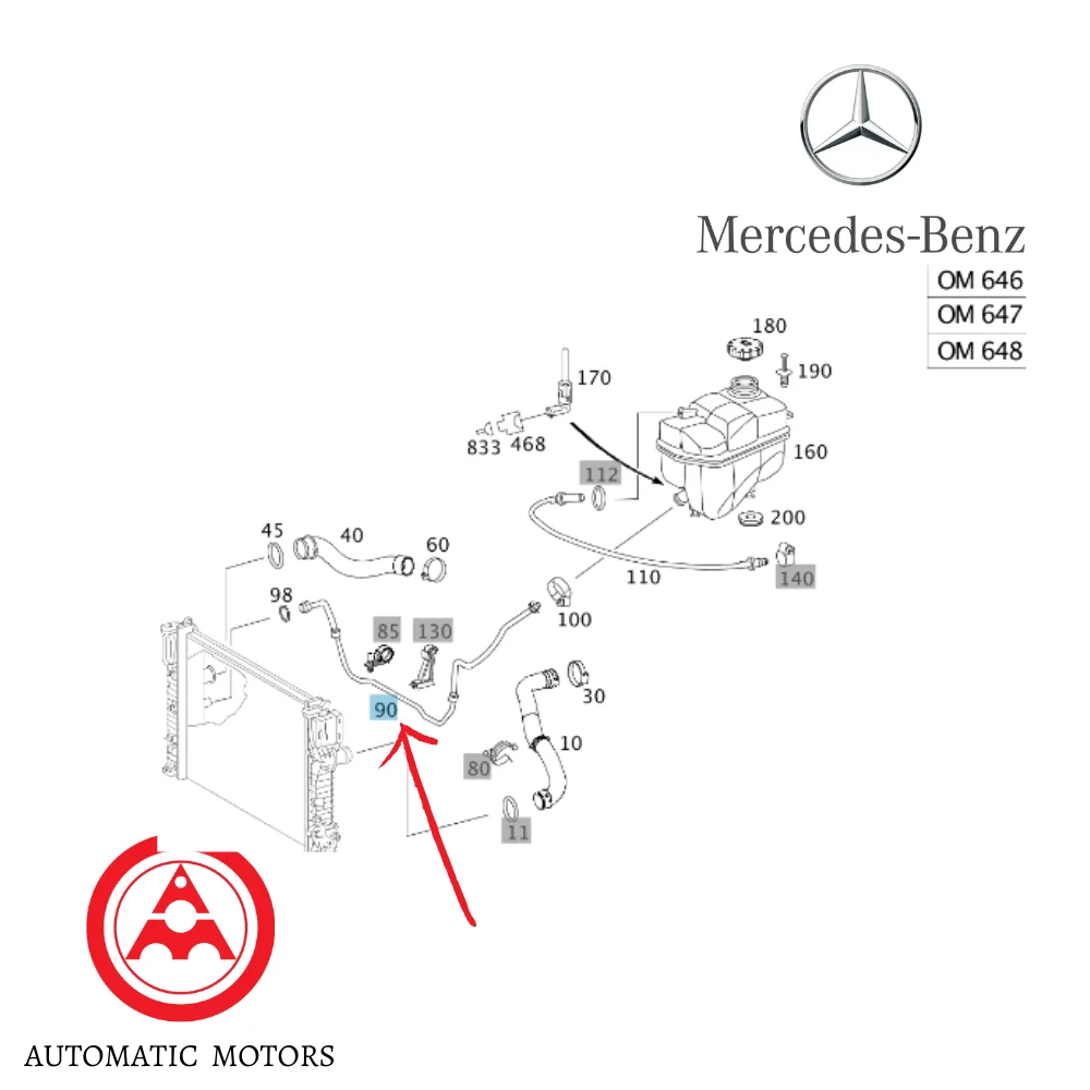 Original Mercedes Benz Radiator T Breather HOSE W211 E200/220CDI E240/320 2115000472