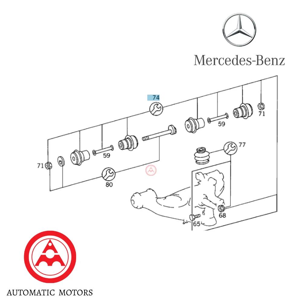 Original Mercedes Benz Front Lower Arm Bush Kit W201 2013300175 2013300075