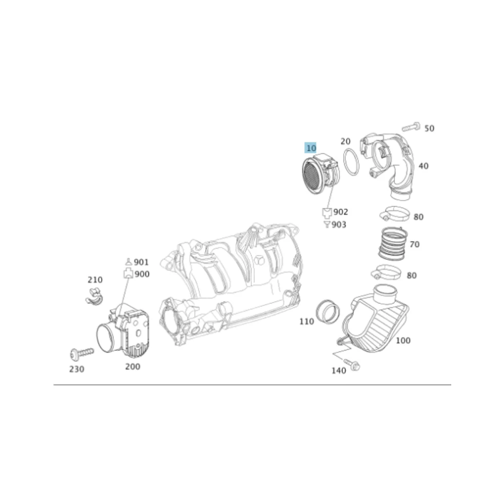 Mercedes Benz Pierburg Air Mass Sensor M271 2710940248 5WK9638Z 707759180