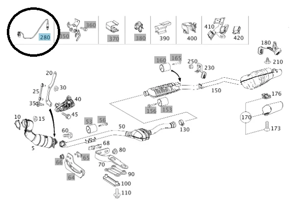 Mercedes Benz Fae Front Exhaust Oxygen Sensor Downstream W172 W204 W207 W212 0065422218 77339