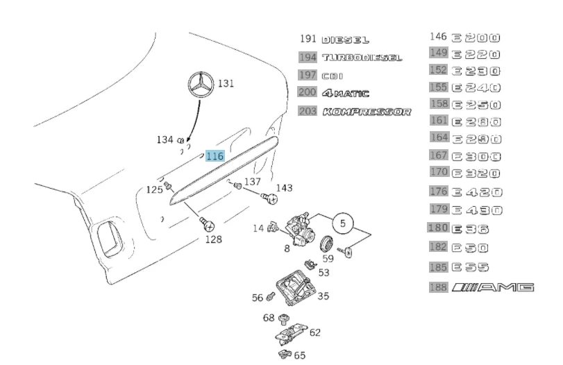 Mercedes Benz Automotive-Tronics Rear Boot Bonnet Handle W210 2107580438 2107500393 2107580038