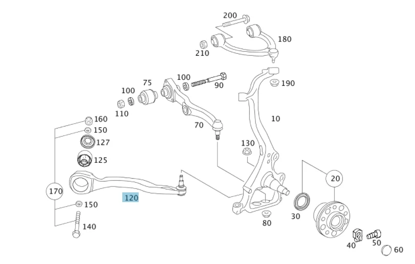 Mercedes Benz Lemforder Front Lower Arm R/H W221 3672801 2213306411 2213302411 0160500024