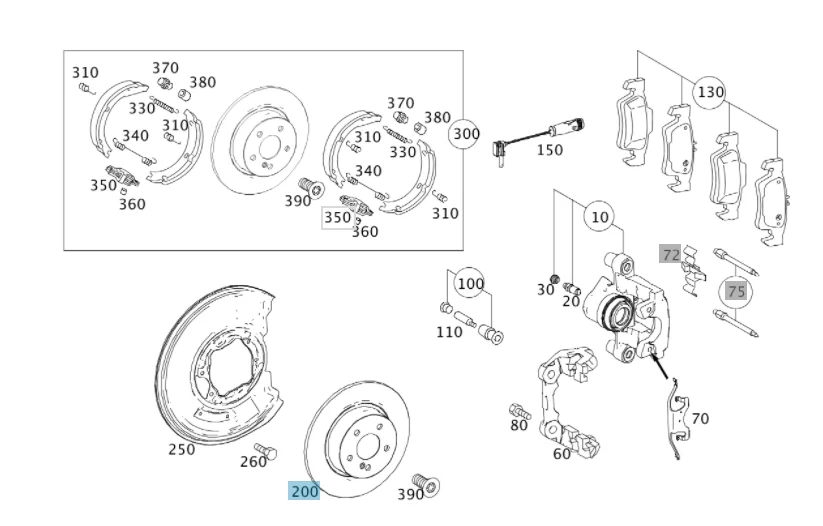 Original Mercedes Benz Rear Brake Disc Set W211 W212 2114230712 0004231012/07 0154232050