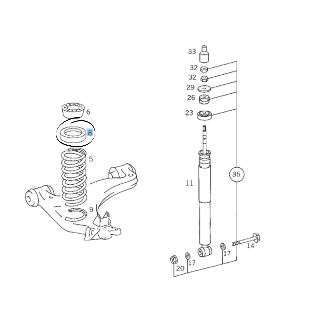 Mercedes Benz Meyle Front Absorber Rubber Spring Mounting SET Dot 4 23mm W124 W201 W202 2013211284 0140320016