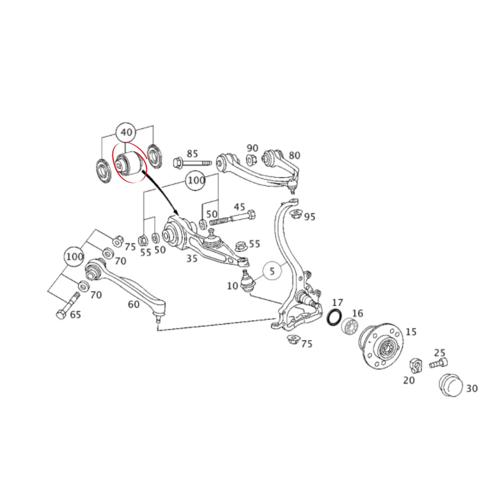 Mercedes Benz Lemforder Front Lower Rear Arm Bush W220 OPT-W211 For Steel Arm 2203331714 2203333014 2203333114 230333011