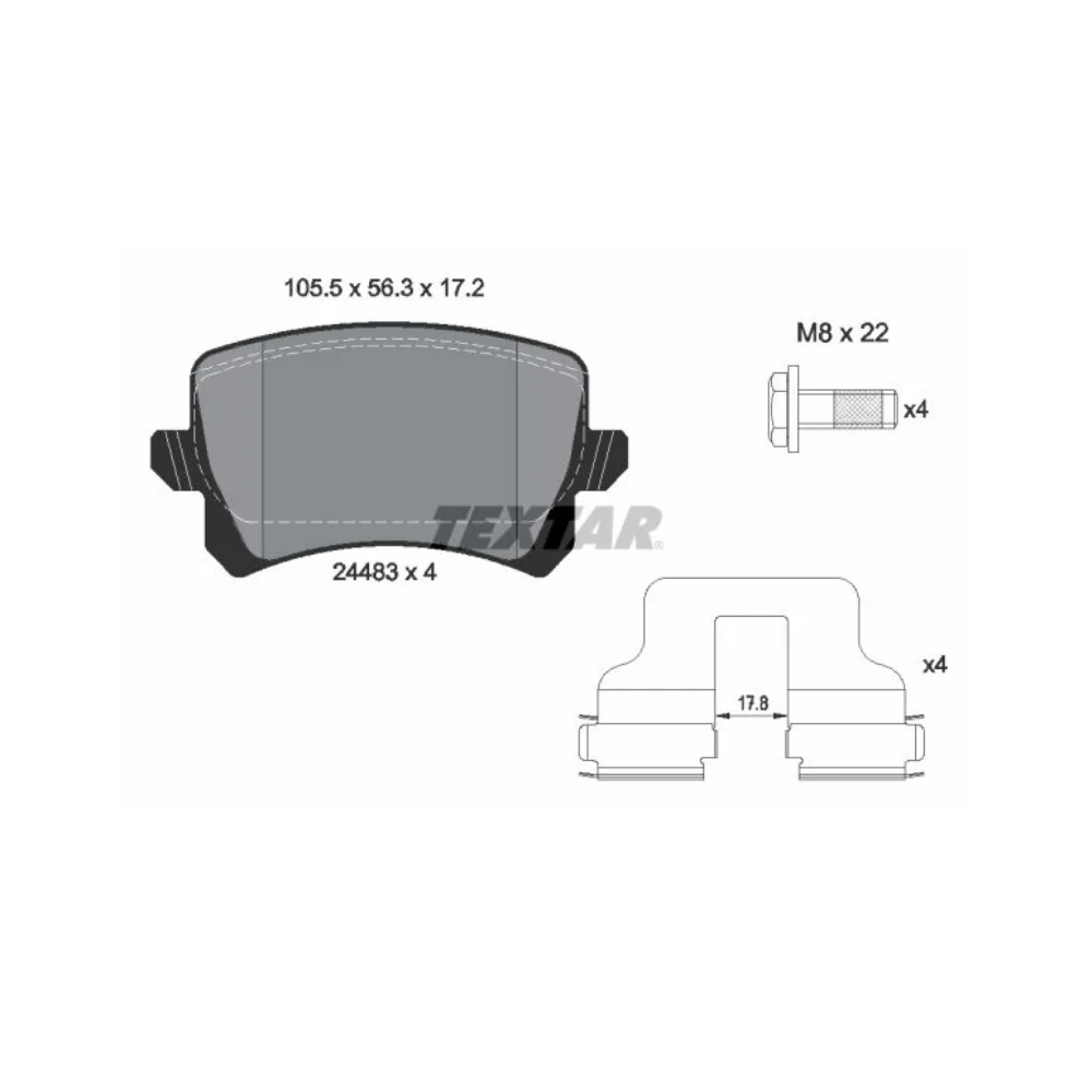 VW-PST 07'13' PST CC 11' Audi-Q3-Quattro 2.0 12' Textar Rear Brake Pad Set 3AA698451 3C0698451E 3C0698451F 2448301