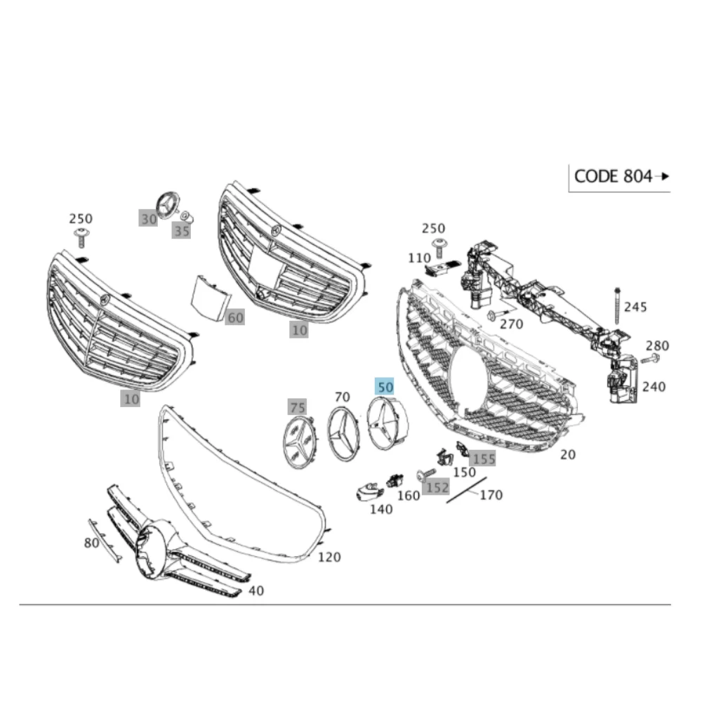 Mercedes Benz Taiwan Front Grille Star Logo W176 W207 W212 W218 W246 W251 W205 W172 0008171416 0008171016