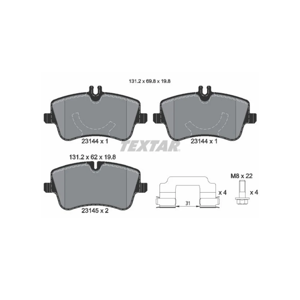 Mercedes Benz Textar Front Brake Pad Set W203 C200K W-Clip 2314401 0034205920 0034202520 0034209520 0034204520