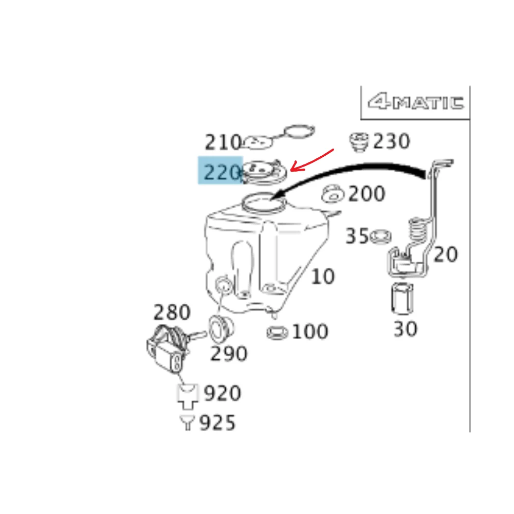 Original Mercedes Benz Wiper Tank Lower Cap W221 2218690208