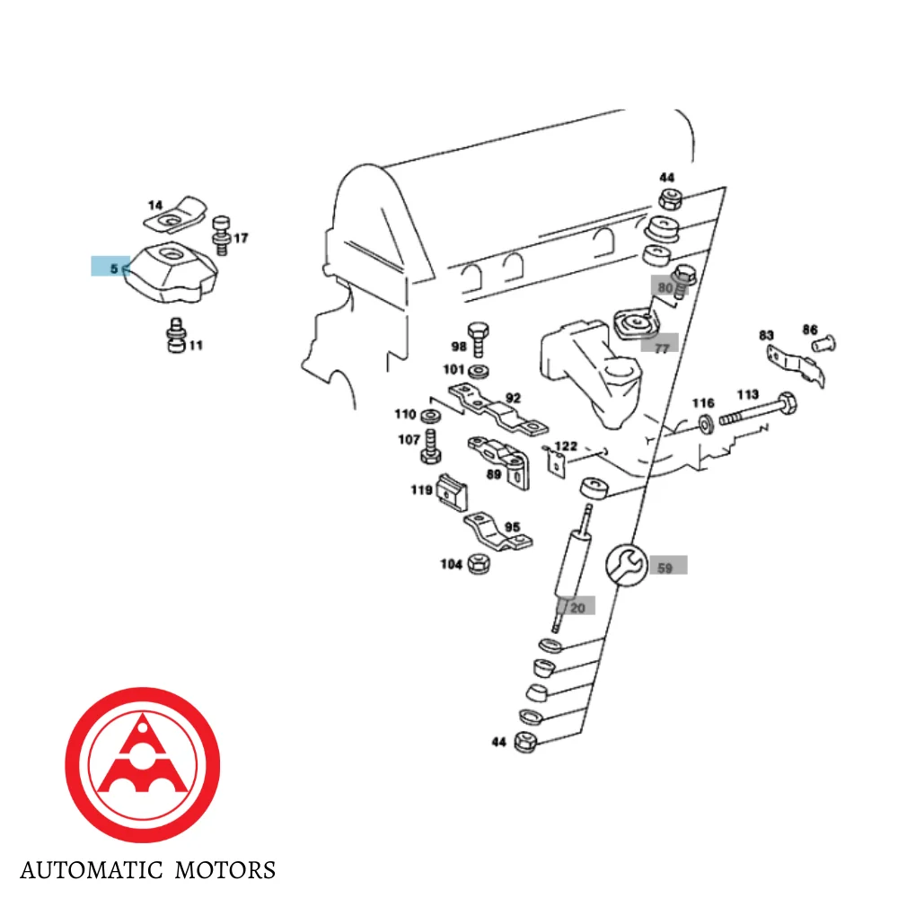 Mercedes Benz Germany Engine Mounting W126 300SE/L R/H W123-M102 R/H 1232411213 1232415213 0222017 0140240034