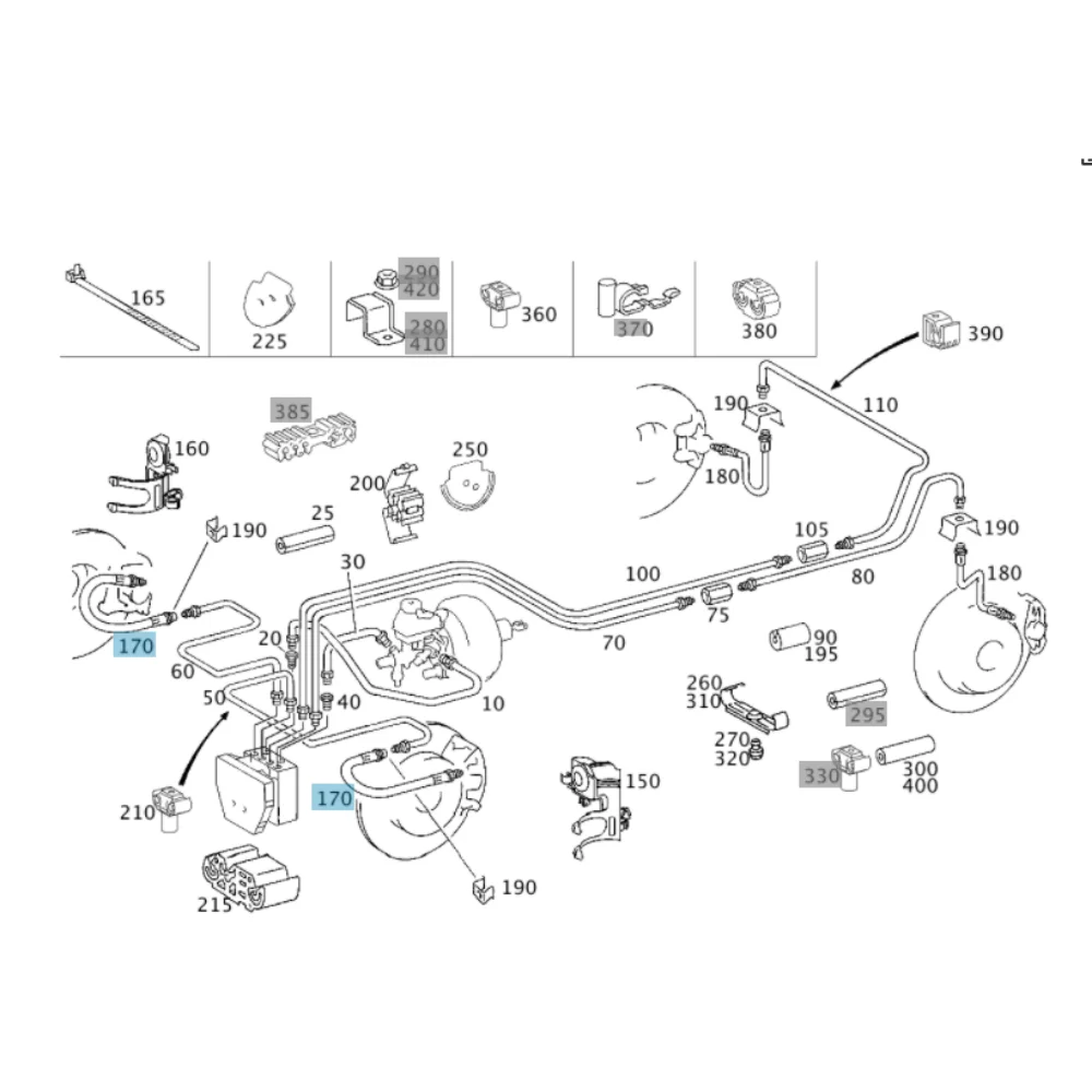 Mercedes Benz Front Brake Pipe W202 W203 W210 W204 16.2" W-2Lock 2024280735 2044280135 2044280435 83610503863 0140420016