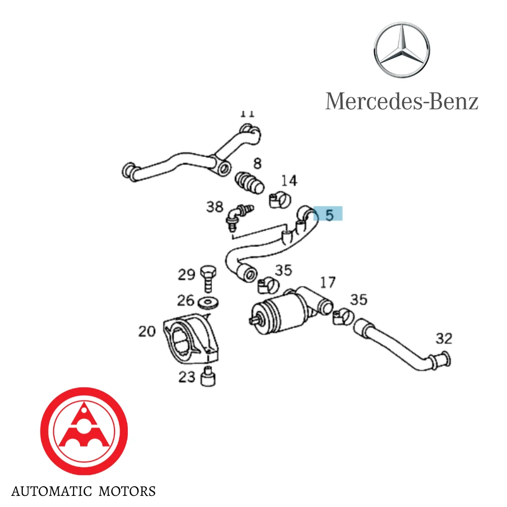 Original Mercedes Benz Oil Breather Pipe M104 980/981 1040941082