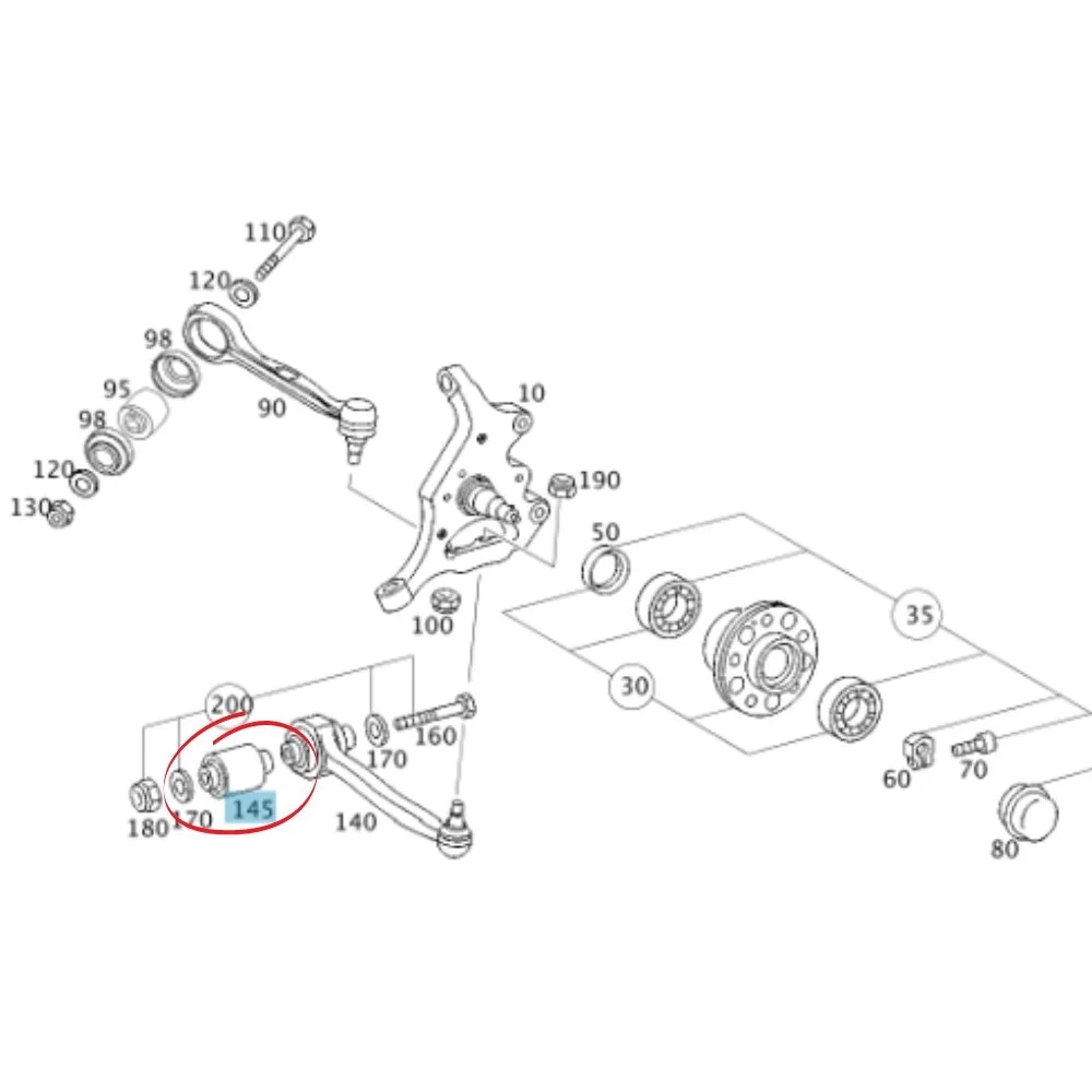 Mercedes Benz Lemforder Front Lower Arm Bush W203 2033330914 500295 2540401
