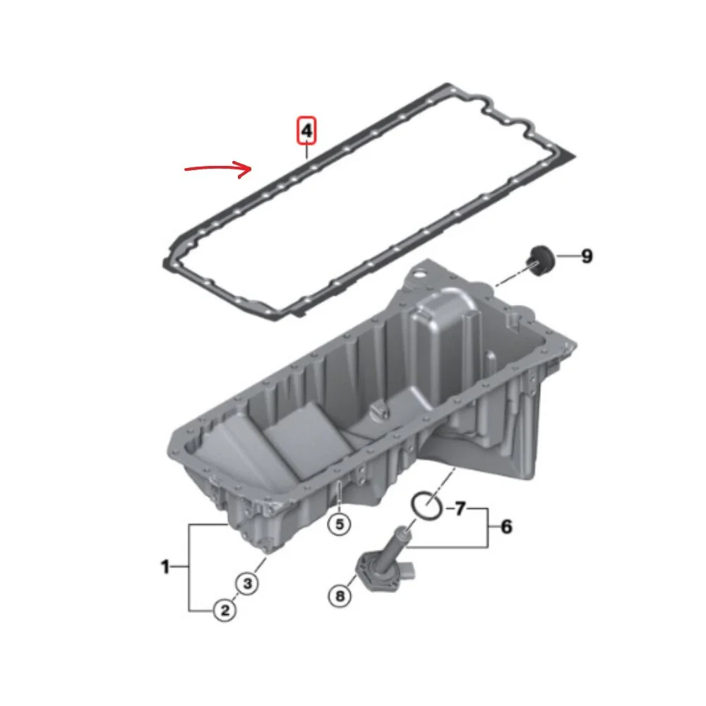 BMW N52N N53 F10-528i F01 F02 N55-X6-E71-35iX Victor Reinz Oil Pan Gasket 11137600482 714129100