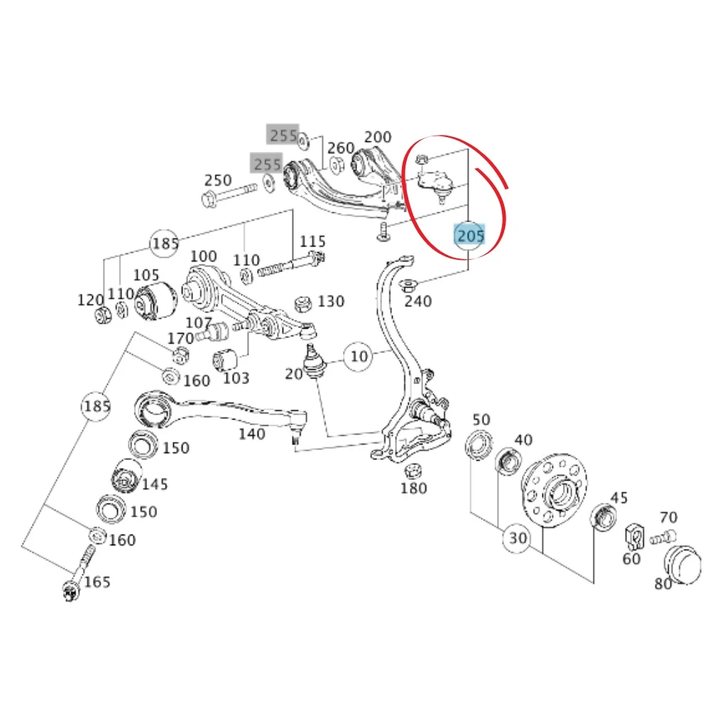 Mercedes Benz Lemforder Front Top Arm Ball Joint L/R W211 W219 2113309907 0003301007 2303330227 2113330427