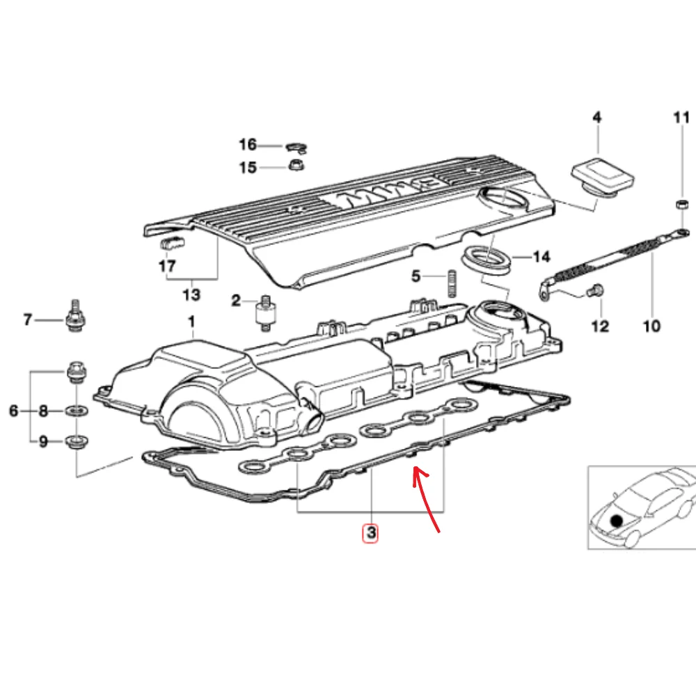 BMW E36 M50>92 Victor Reinz Valve Cover Gasket KIT-X-VANOS 2-HALF-MOON 11129070530 11120034106 302320 115115 152893901