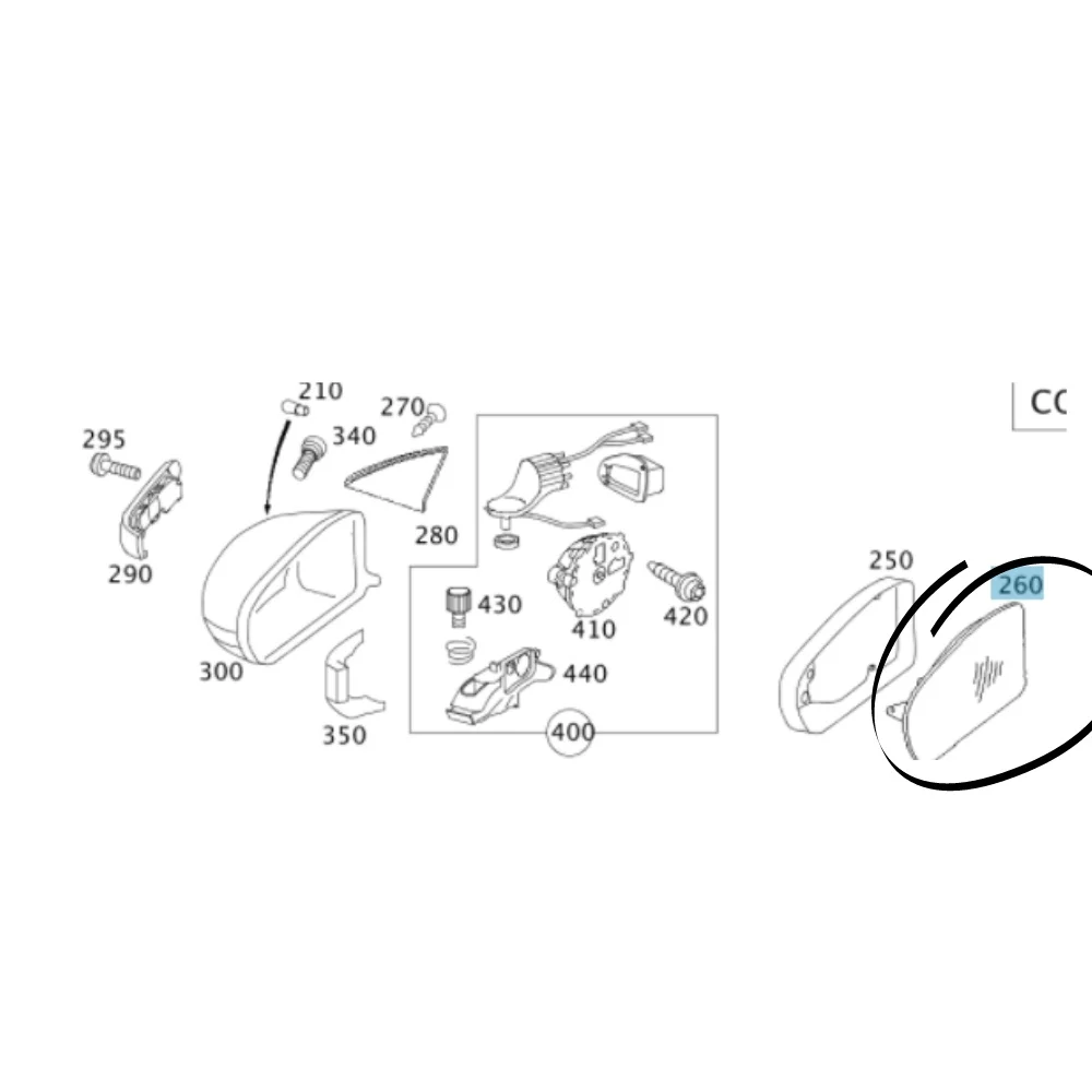 Mercedes Benz Taiwan Side Mirror Glass Left Side W211-FC 2118100921