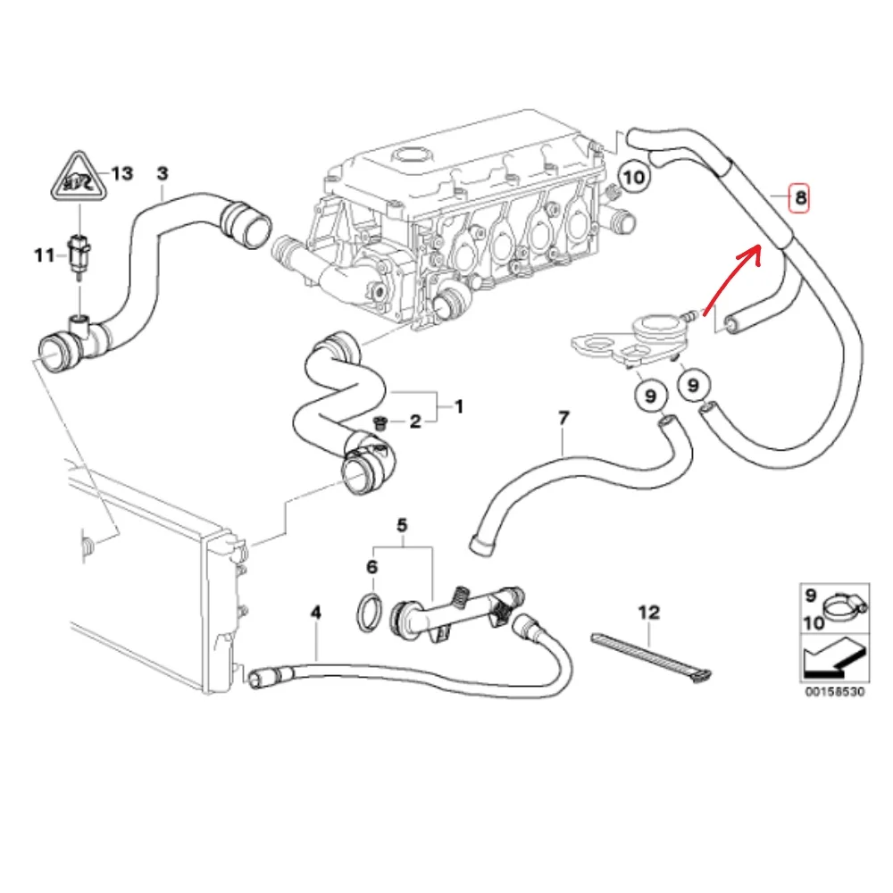 BMW M43 E36/E46-316/318i E34-518i Meyle Oil Bre Pipe (Double) Block Rear 11151743386 3190360002 0036014562