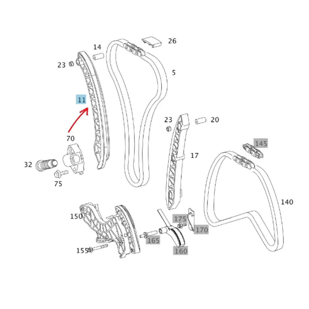 Original Mercedes Benz Timing Rail M271 ON-BLOCK-R/H 2710521116