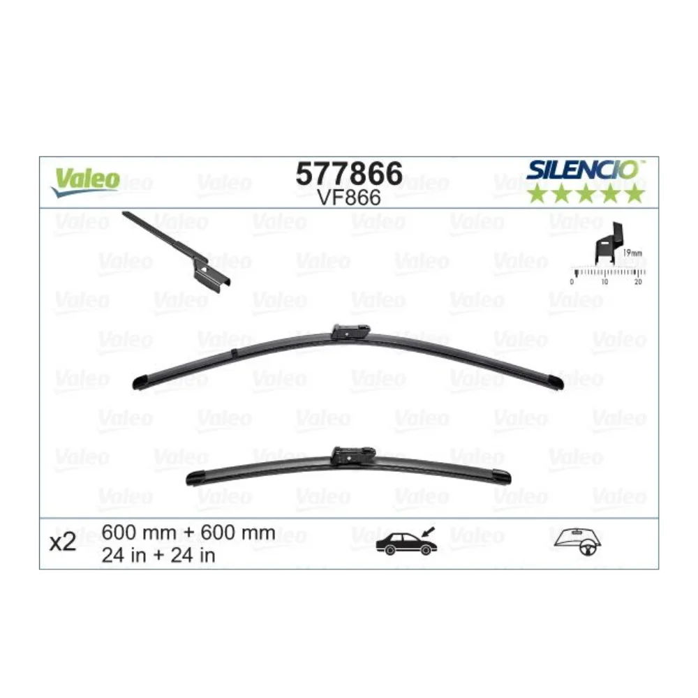 Mercedes Benz Valeo Front Windscreen Wiper Blade Set W204-FC W212-FC-A990875 24/24" Aero-Type 2128201800 2048203245 3397